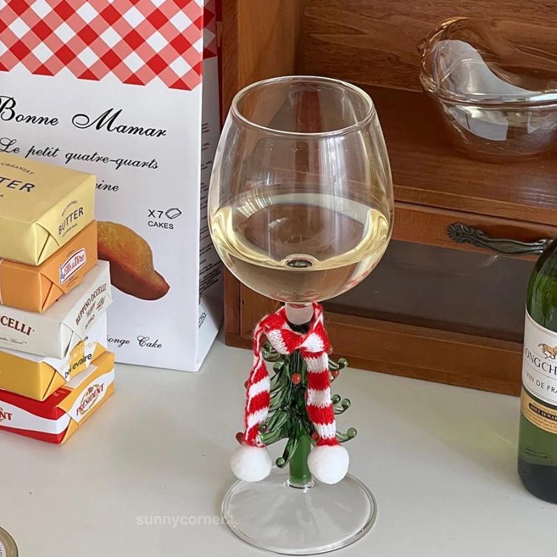 Creative Christmas Tree Red Wine Glasses Ins High Beauty Glass Wine Goblet Whiskey Wine Cups 3D Animal Coffee Mug Festival Gift