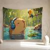Süße Capybara Cartoon Sommer Wandteppich Kunstdruck Japanischer Wandbehang Anime Wandbehang Heimdekoration