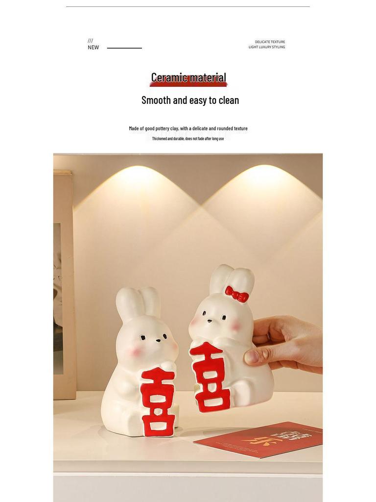 Creative Double Happiness Rabbit Ornament - Newlywed Gift for Home Decoration, Wedding, or Valentine's Day