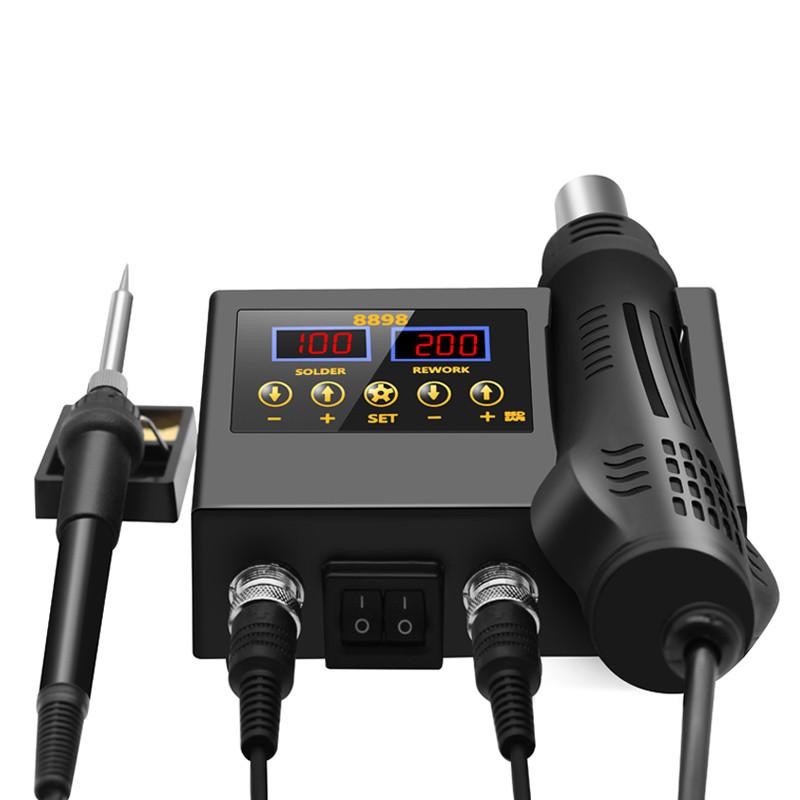 8898 SMD Rework Soldering Station 2 In 1 Hot Air Soldering Iron LCD Digital Display Welding Station BGA PCB IC Repair Tool