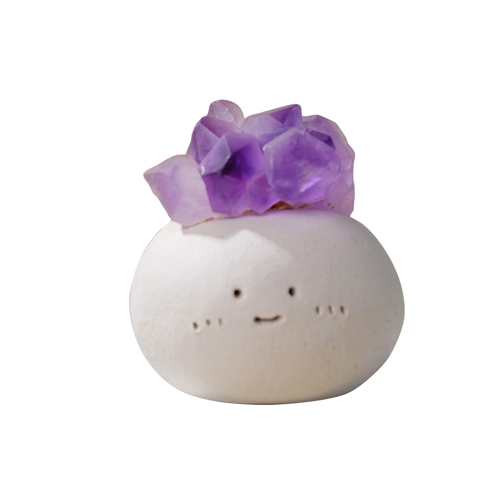 

Natural Crystal Stone Ornament With Adorable Base, Gemstone Decoration, Perfect For Home Or Desk Decor And Gifting. One Size