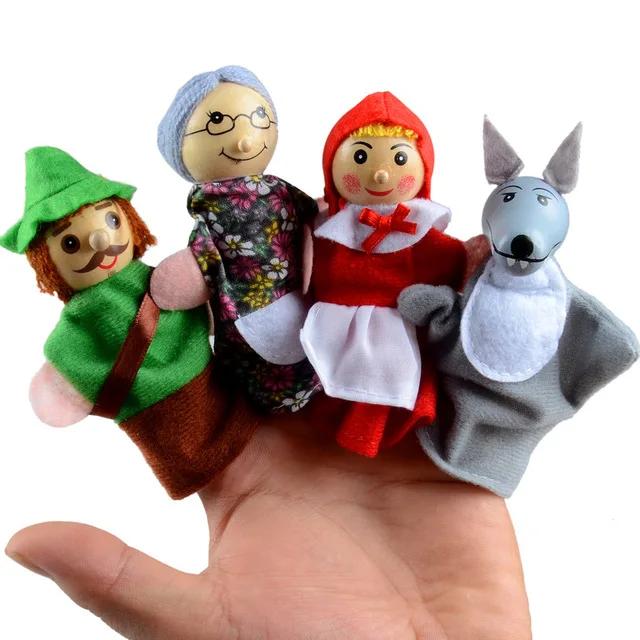 10 Pcs Animals Finger Puppets Set Baby Plush Doll Hand Cartoon Family Hand Puppet Pigs Cloth Theater Educational Toys For Kids