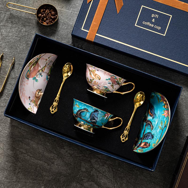 

Exquisite Pastoral Style European Bone China Coffee Cup & Saucer Set for Afternoon Tea 200ml
