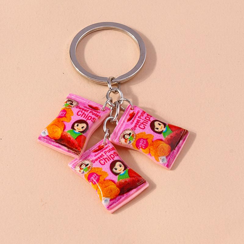 Fashion Resin Food Snacks Potato Chips Keychain for Women Handmade Keychains Car Key Handbag Pendant Jewelry Gifts