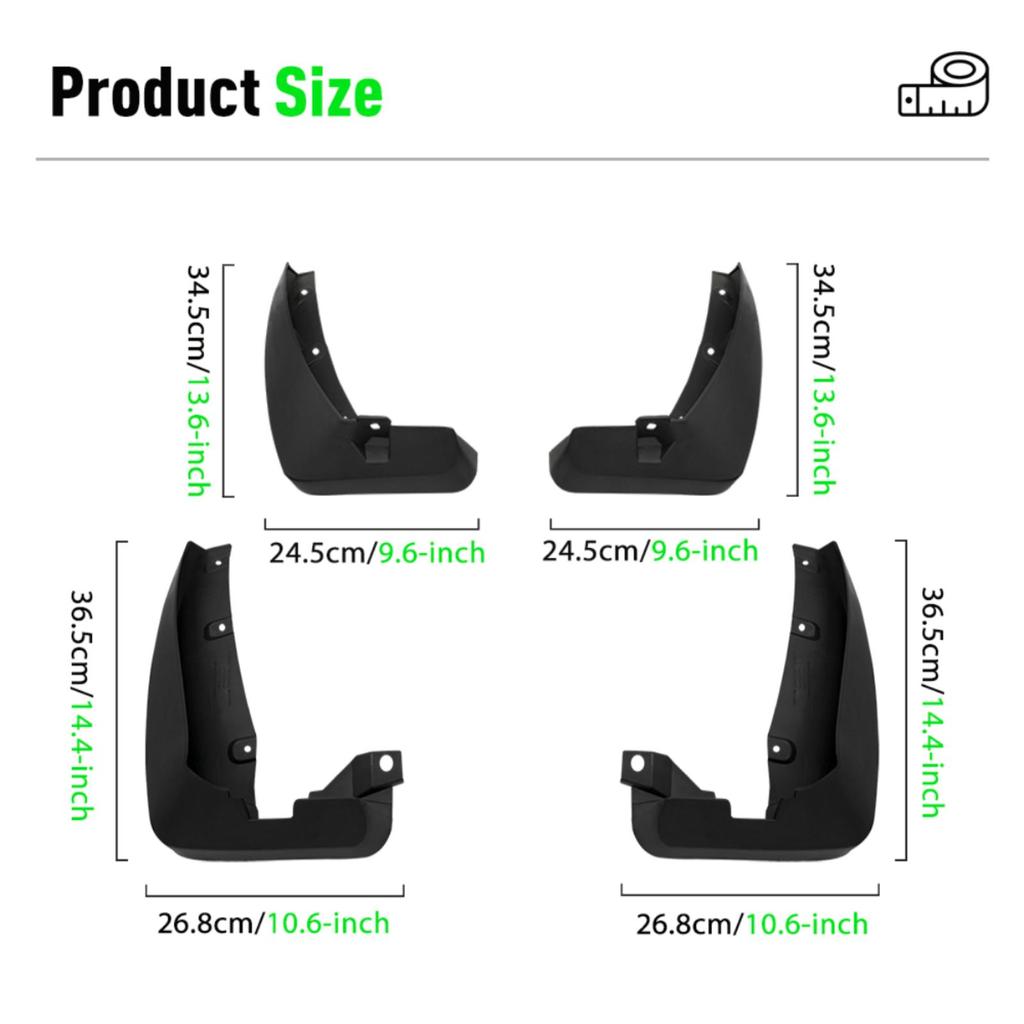 4PCS Splash Guards Mudguards Compatible with Renault Koleos 1 2008 2009 2010 2011 2012 2013 2014 2015 2016