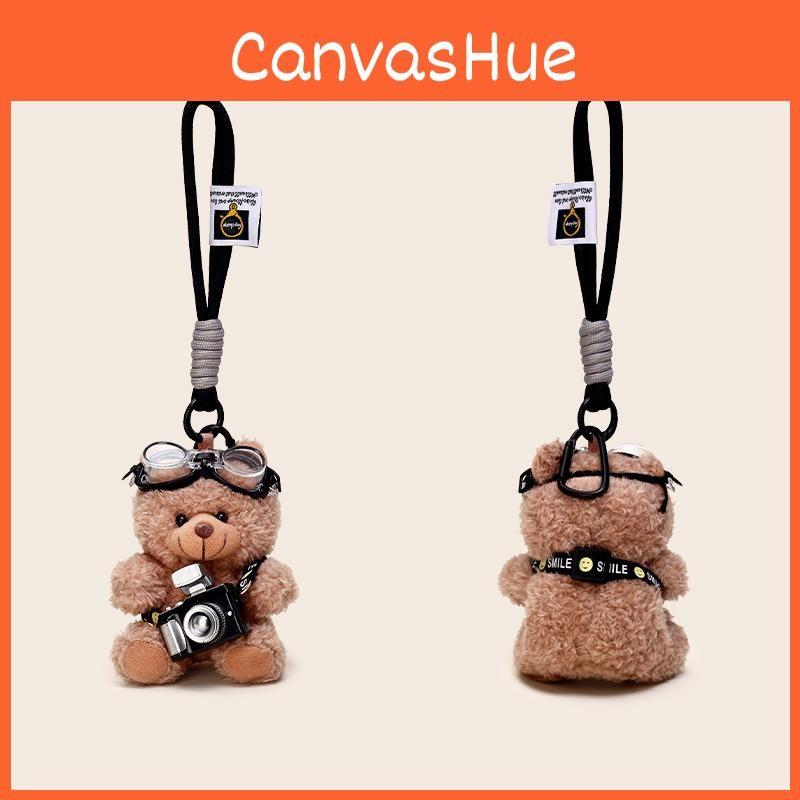 Pilot Plush Bear Keychain Doll Pendant With Flashing Camera For Kids Collectors