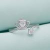 Korean Style Fresh Zircon Crown Heart Open Ring - S925 Sterling Silver