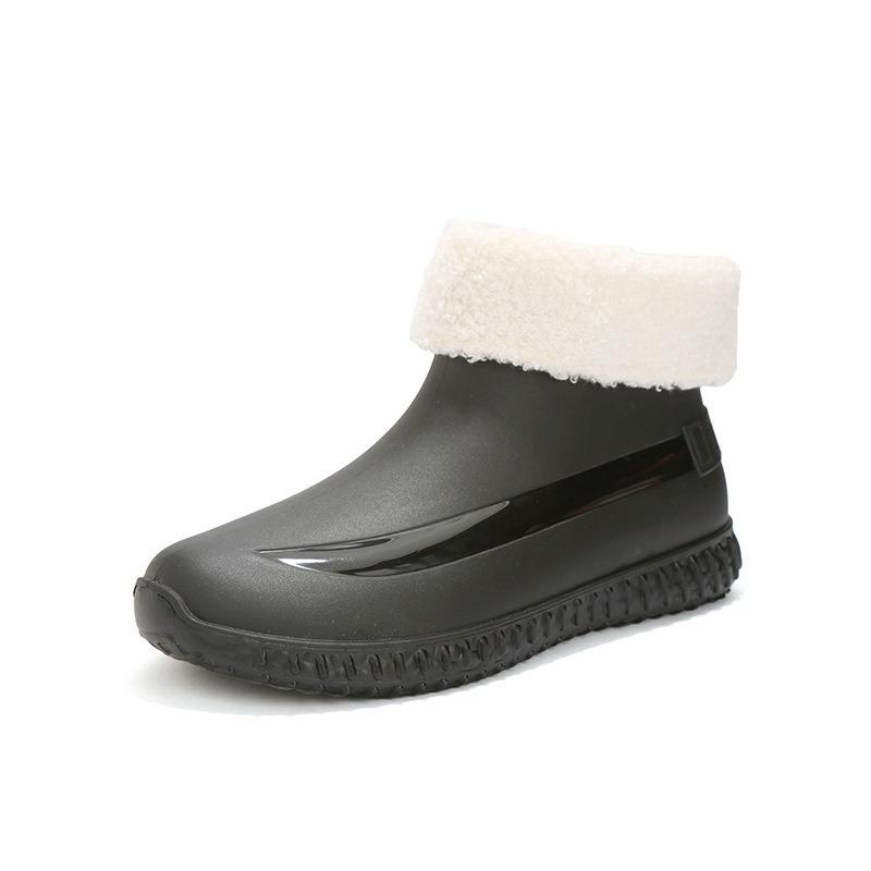 Rain shoes women's short water shoes fashionable low tube thickened rain boots warm wear-resistant non-slip outdoor kitchen shoes