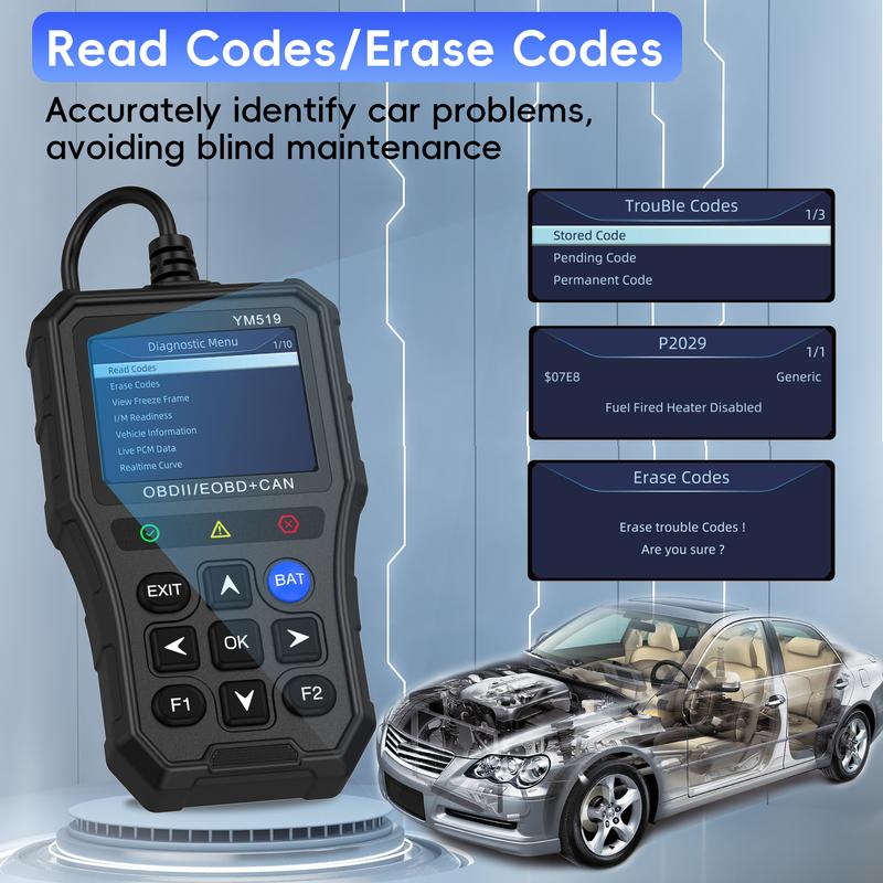 OBD2 Tarayıcı Arıza Teşhis Aracı, Motor Arıza Kodu Okuyucu, Profesyonel Otomobil Motor Arıza Işığı Otomobil Arıza Teşhis Tarama Aracı