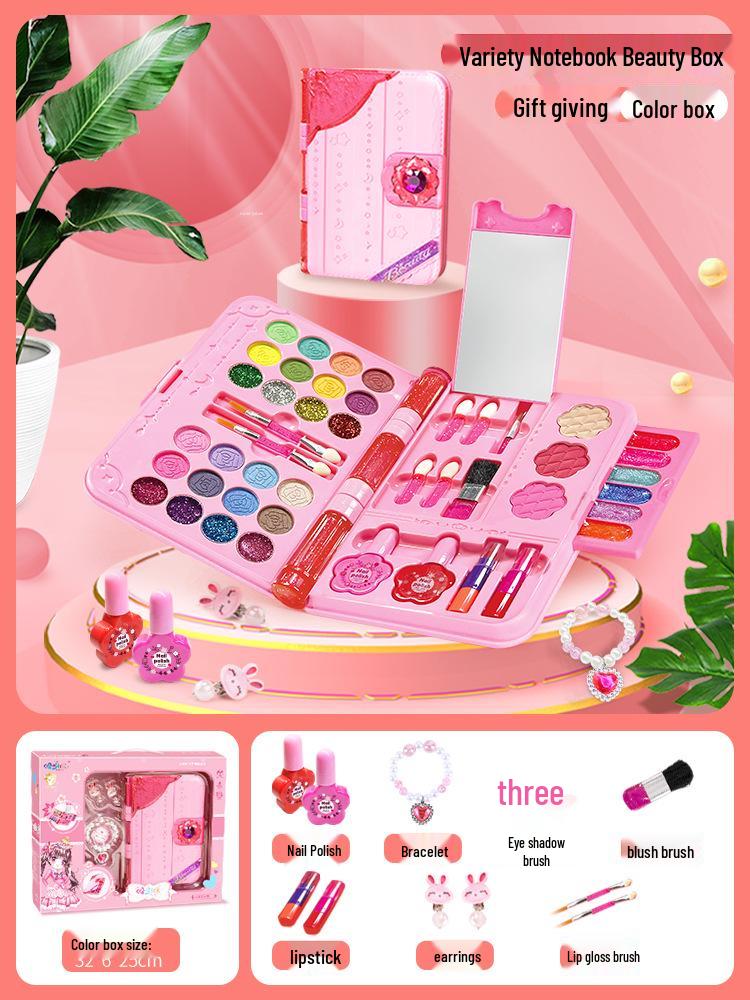 Princess Makeup Box: Washable Children's Cosmetic Set with Lipstick & Nail Polish - Perfect Birthday Gift for Girls