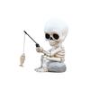Fishing Skeleton Statue Halloween Decorations, Cute Sitting Skull Figurine Shelf Sitter Resin Sculpture For Outdoor Garden Yard