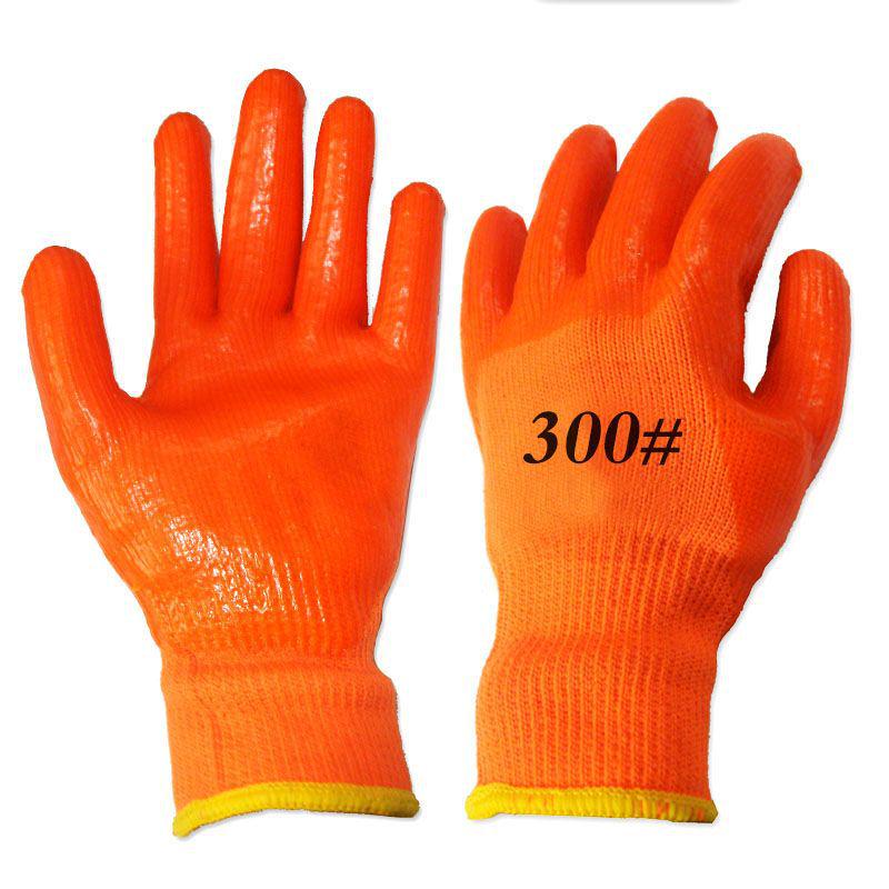 Fleece-Lined Waterproof Winter Work Gloves - Rubberized, Wear-Resistant, Men’s Labor Protection.