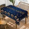 Happy Passover Waterproof Tablecloth Jewish Home Party Decor Deep Blue Wine Glass Books Rectangle Table Cloth Dining Table Decor