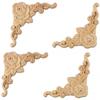 4pcs Wooden Carved Corner Onlay Applique Furniture Mouldings Decal Decor
