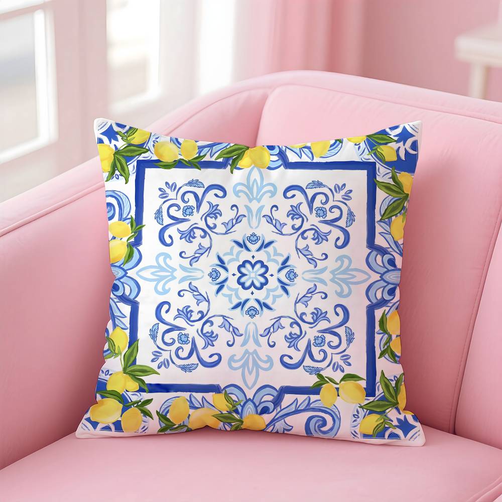 

Lemon Pillow Case Antidustmite Pillowcase Invisible zipper silky short plush Sofa cushion cover 30x30cm