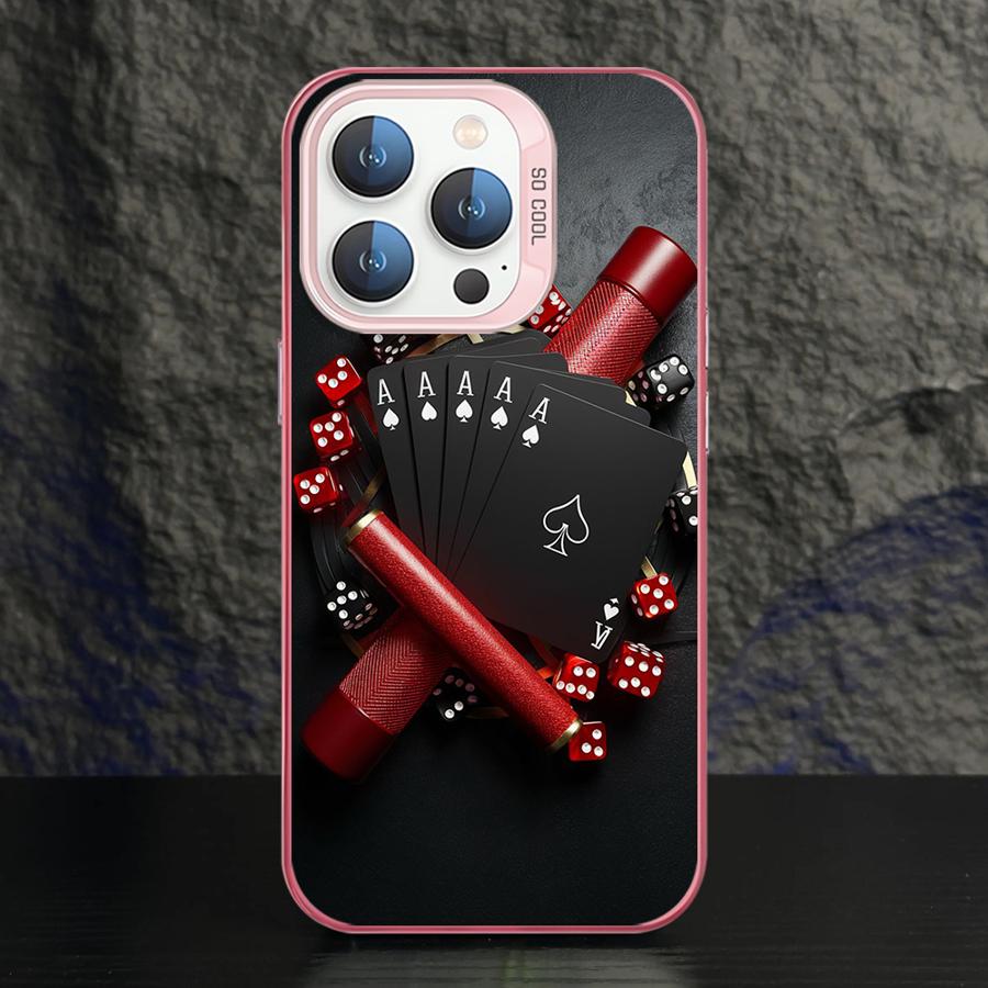 Phone Case for iPhone 15 16 Pro Max 11 13 Pro 14 Plus 12 11Pro 15Pro Max 16e Shell Cover Fundas Poker Cards And Dice
