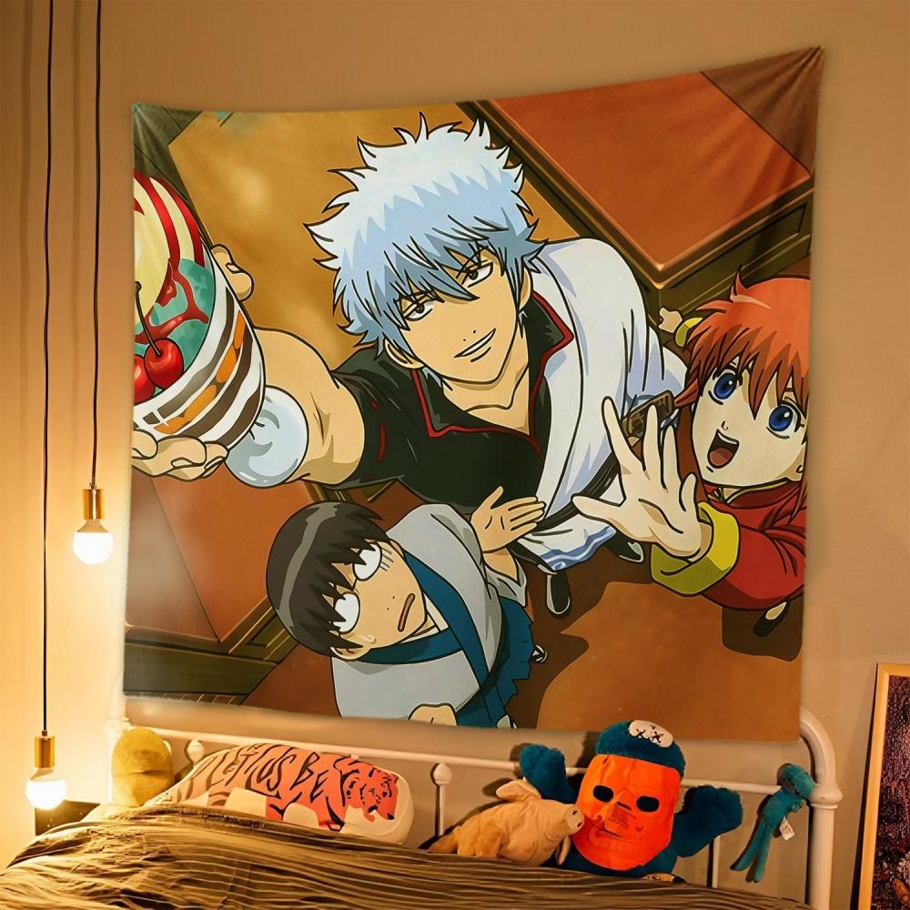 1pc Japanese Anime Tapestry GINTAMA Background Cloth Student Dormitory Bedside Bedroom Decoration Hanging Rental House Tapestry