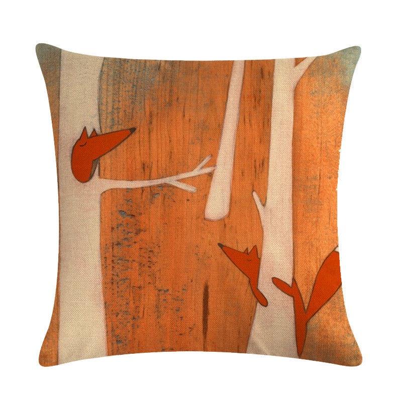 18 Fox Cartoon Linen Cotton Pillow Case Cushion Cover Sofa Home Decor Square
