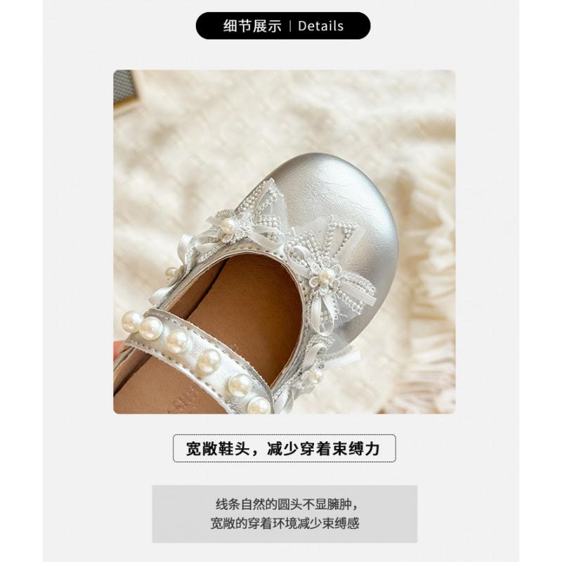 Youth style shoes Girls Princess Shoes Toddlers Soft Sole PU Leather Ballet Flats With Pearl Bow Casual Kids Footwear