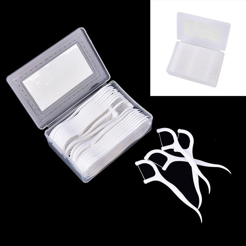 

1 коробка / 50pcs зубная нить Flosser щетка зубочистка уход за полостью рта зубочистка меч