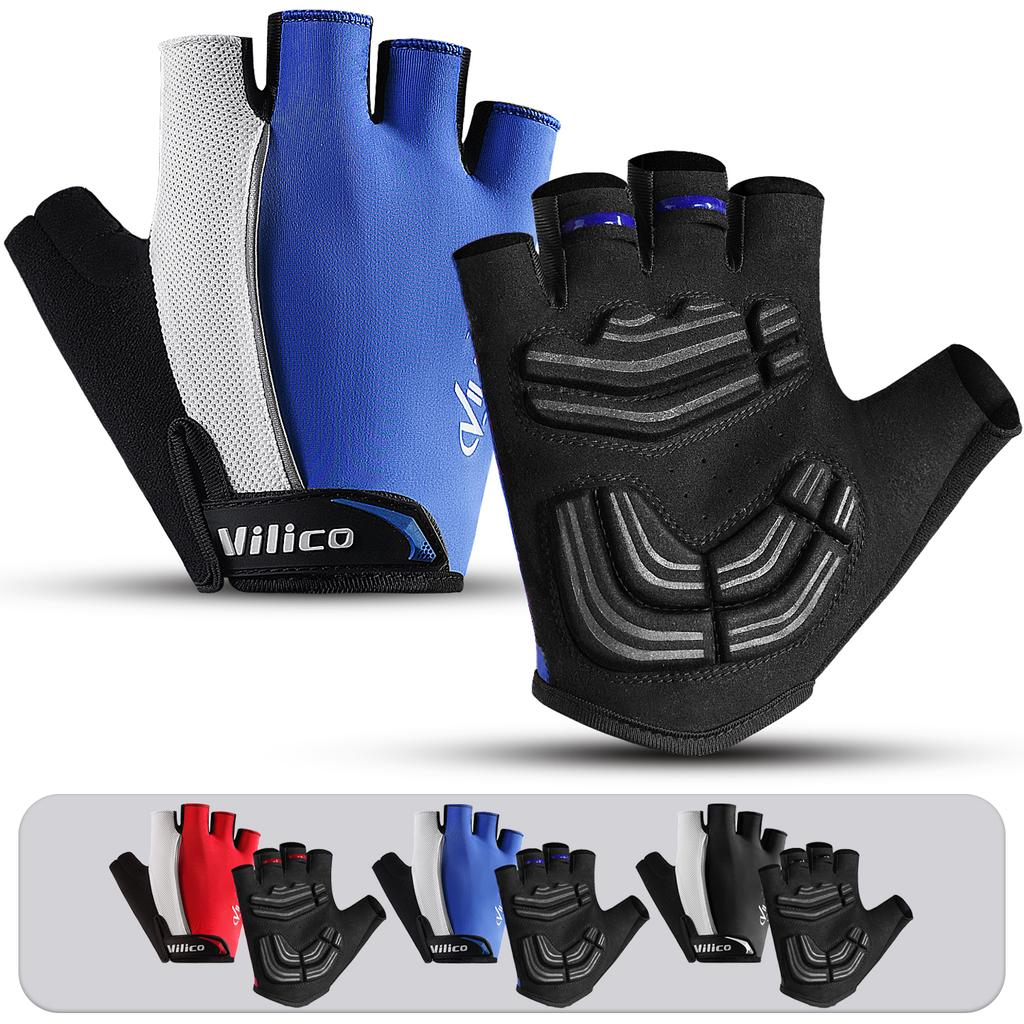 Quick Drying Short Finger Riding Gloves Shock Absorbing Anti Slip Fit Multiple Colors Cycling Gloves