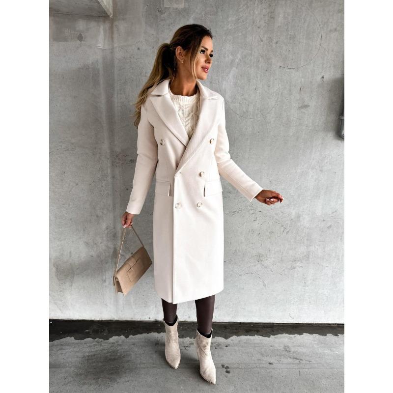 Women's New Coat Long-sleeved Double-breasted Woolen Coat