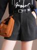 Plus Size Women's High Waist A-Line Woolen Shorts - Autumn & Winter, Loose Wide Leg, Bootcut, Slimming Fit