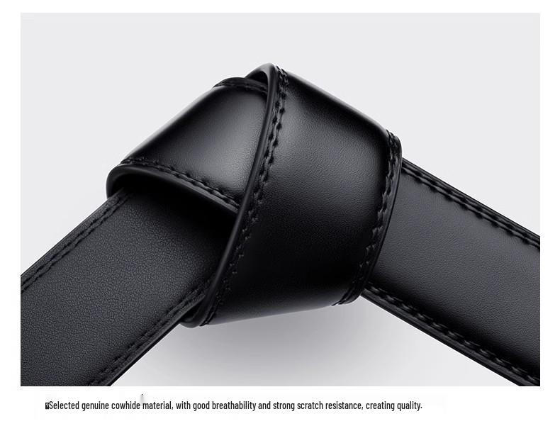 Men's High-End Cowhide Leather Belt with Automatic Buckle - Fashionable Gift for Young Professionals