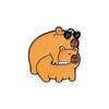 Creative Cartoon Small Animal Badge Personality Kapibara Styling Alloy Paint Metal Badge Buckle Backpack Accessories