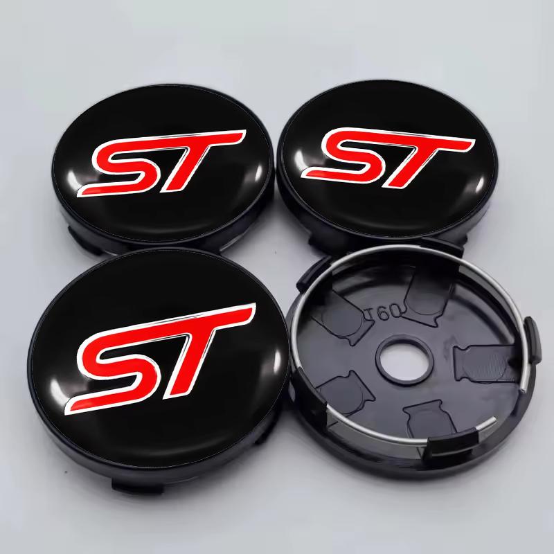 AJD1 4pcs 56MM 60MM ST Logo Emblem Car Wheel Center Caps Sticker Accessories For FORD Focus Kuga Explorer Mondeo Everest S-MAX