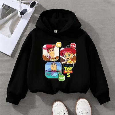 Cute Cartoon Toy Story Kids Hoodie, Boys Girls Fashion Long Sleeve Hooded Sweatshirt, Children Casual Daily Autumn Pullover Tops