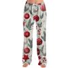 Ladies' Loose And Casual Christmas Printed Wide Leg Pants With Elastic Waistband Drawstring And Pocket Pants