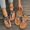 Summer Bohemian Beaded Sandals for Women Slip on Comfort Clip Toe Rome Flat Heels Non Slip Beach Woman's Sandals Sandalias Mujer