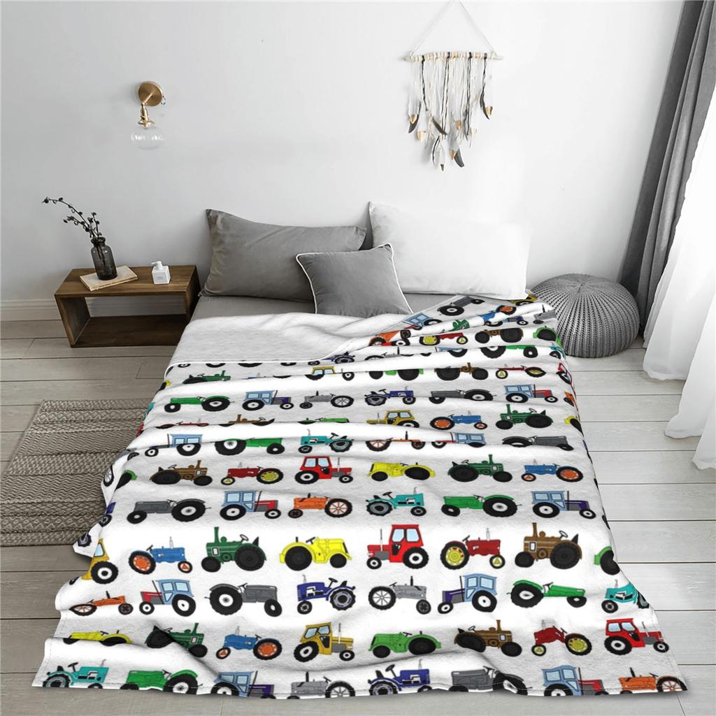 Tractors Print Blankets Soft Warm Flannel Throw Blanket Bedding for Bed Living room Picnic Travel Home Sofa
