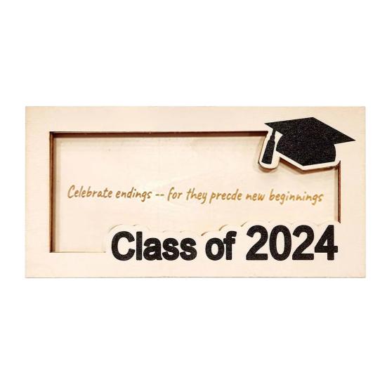 

Выпускной деревянный держатель для денег Выпускной 2024 года Кошелек для хранения наличных Конверт чёрный