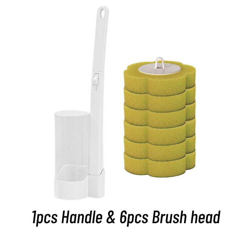 Disposable Toilet Brush Wands With Replaceable Heads Easy To Clean Toilet Bowl Lid And Corner Dirt Plastic Material Blue Yellow Purple