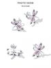 Avle S925 Sterling Silver Dragonfly Earrings with Pink Zircon and Exquisite Hollow Design, SCE1414
