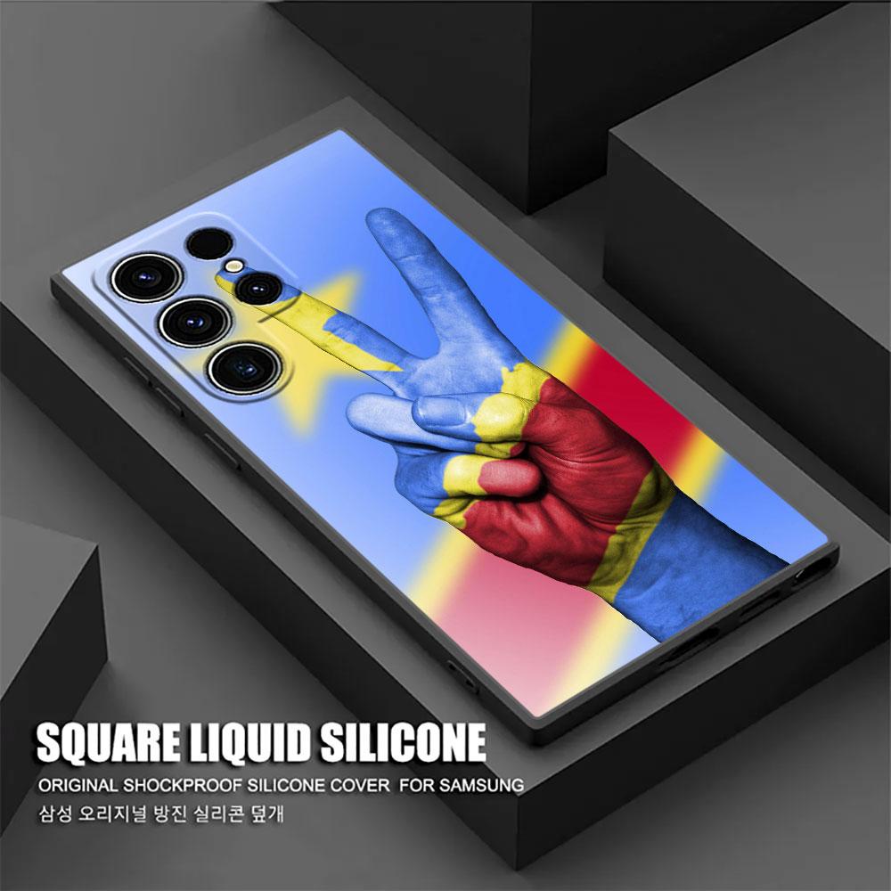 

Phone Case For Samsung Galaxy S24 Ultra Case S23 S21 S20 FE S22 Plus Note 20 Ultra Silicone Cover Democratic Republic Congo Flag Samsung Note 10 Lite