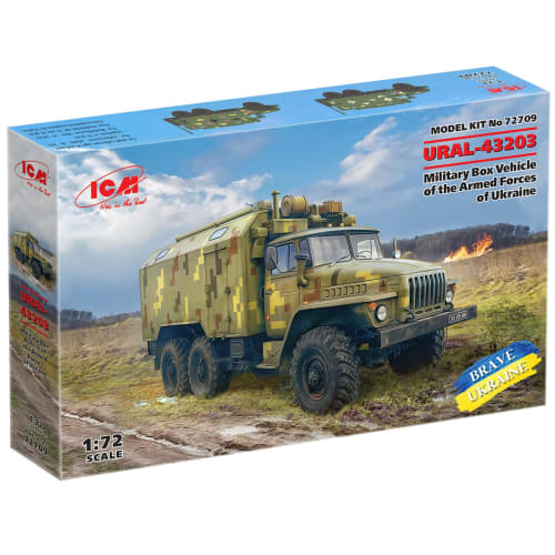 ICM 1/72 Scale Ukraine URAL-43203 Military Box Truck Plastic Model Kit 72709