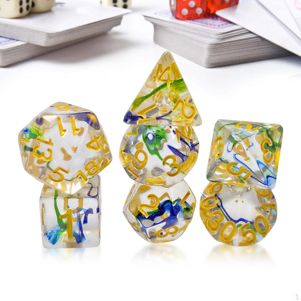 7 Pieces Multi Sided Game Dices, Dice Set, Dices Polyhedral for Bar