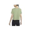 Nike Yoga Dri-FIT Solid Side Slit Running Crew Neck Short Sleeve T-Shirt Women Tops Oil-Green DM7026-386