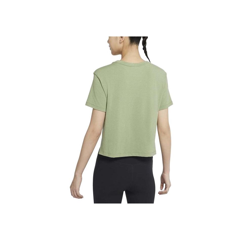 Nike Yoga Dri-FIT Solid Side Slit Running Crew Neck Short Sleeve T-Shirt Women Tops Oil-Green DM7026-386