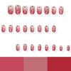 24Pcs Gradient Design Press On Nail with Glittering Sequins Heart Easy Application for Parties Valentine's Day