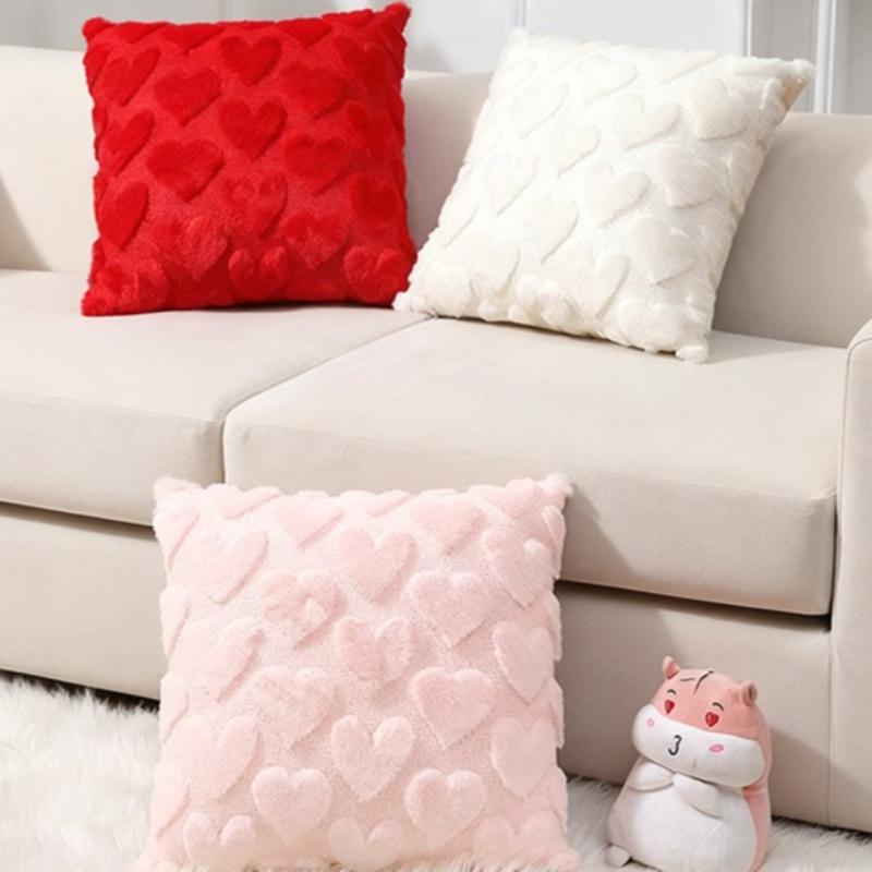 Valentine's Day Heart Cushion Cover 45x45cm Solid Pillowcase for Living Room Sofa Holiday Home Decor