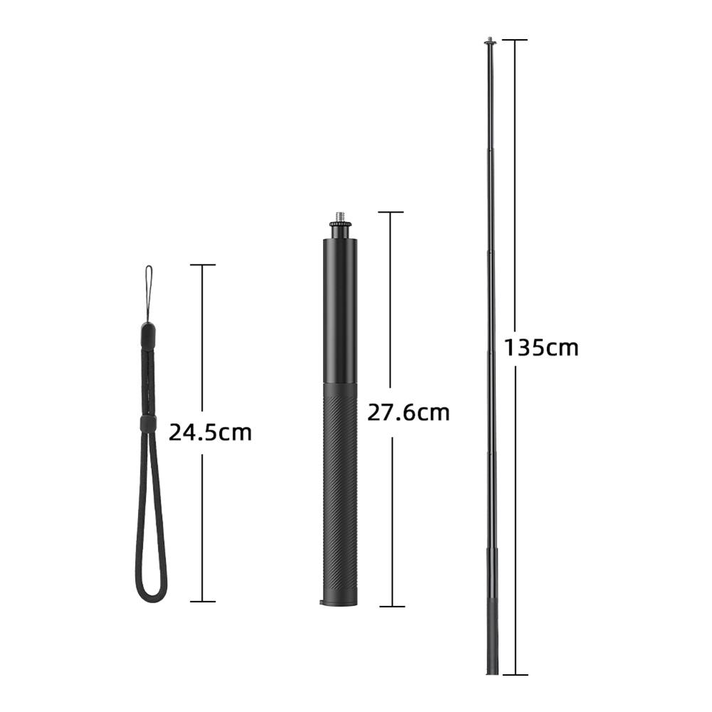 Carbon Fiber Selfie Stick 1/4 Inch Screw Adjustable Extension Pole Lightweight Extended Monopod for Insta 360 X5 Action4/POCKET3