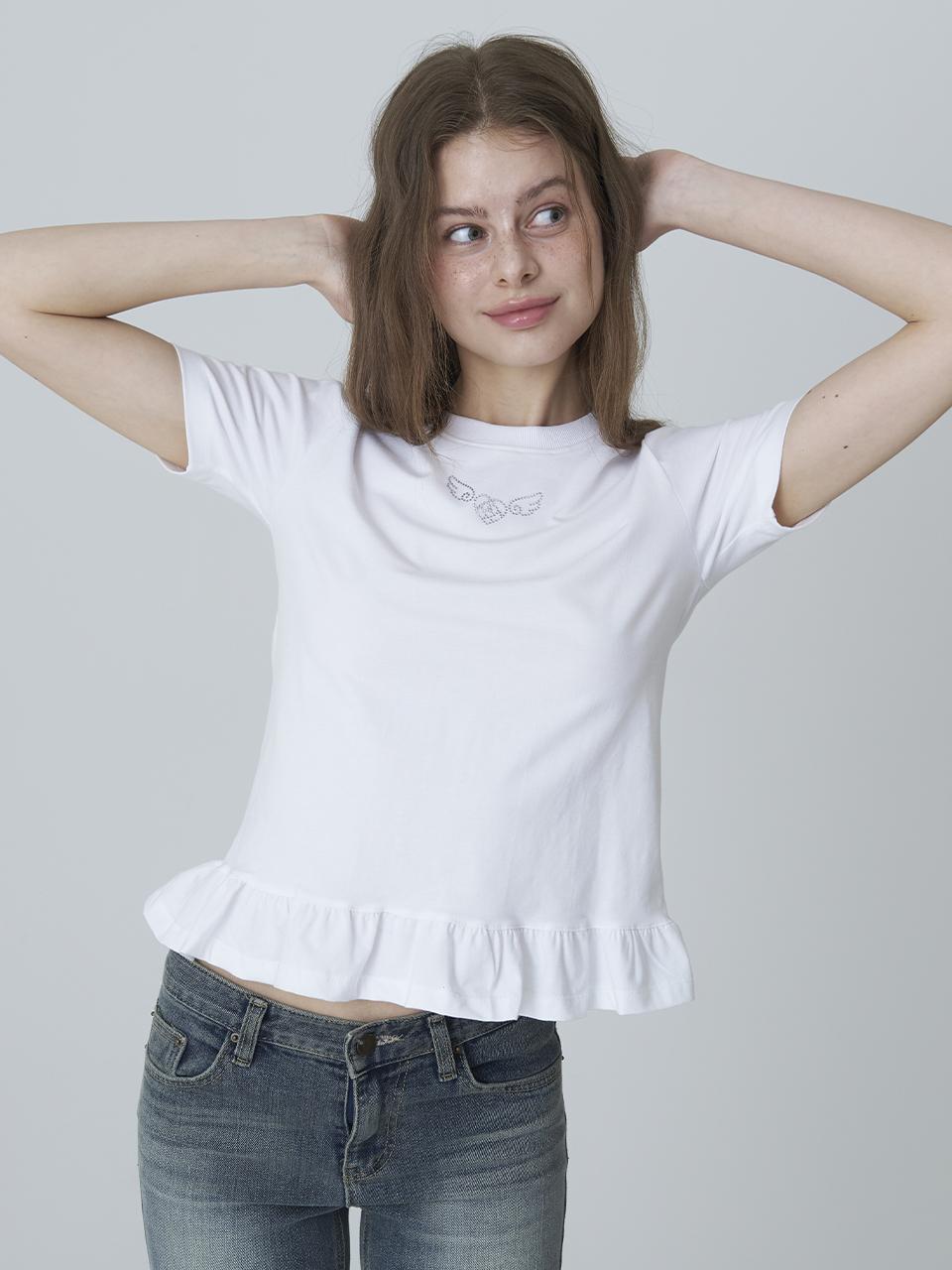 Adore Bell Angel Cubic Frill T-Shirt - White Free