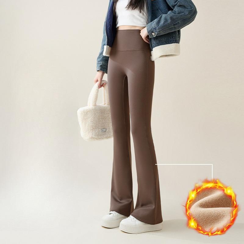 

Очень длинные расклешенные брюки женские осенне-зимние на флисовой подкладке с контролем живота высокой посадки, облегающие повседневные брюки буткат для йоги 2XL