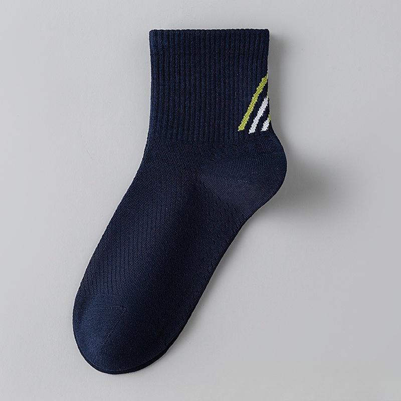 Men's Pure Cotton Summer Lightweight Antibacterial and Deodorizing Moisture-absorbing Breathable Mesh Sports Socks, Short Tube Style