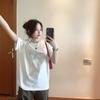 Fat MM Heavy Cotton American White Short-sleeved T-shirt Women's Summer New Loose Large Size Design Niche Top