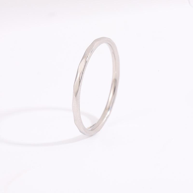 

Тонкое кольцо из титановой стали с алмазной огранкой, покрытое розовым золотом 18 карат в корейском стиле, для указательного пальца или мизинца Size 7